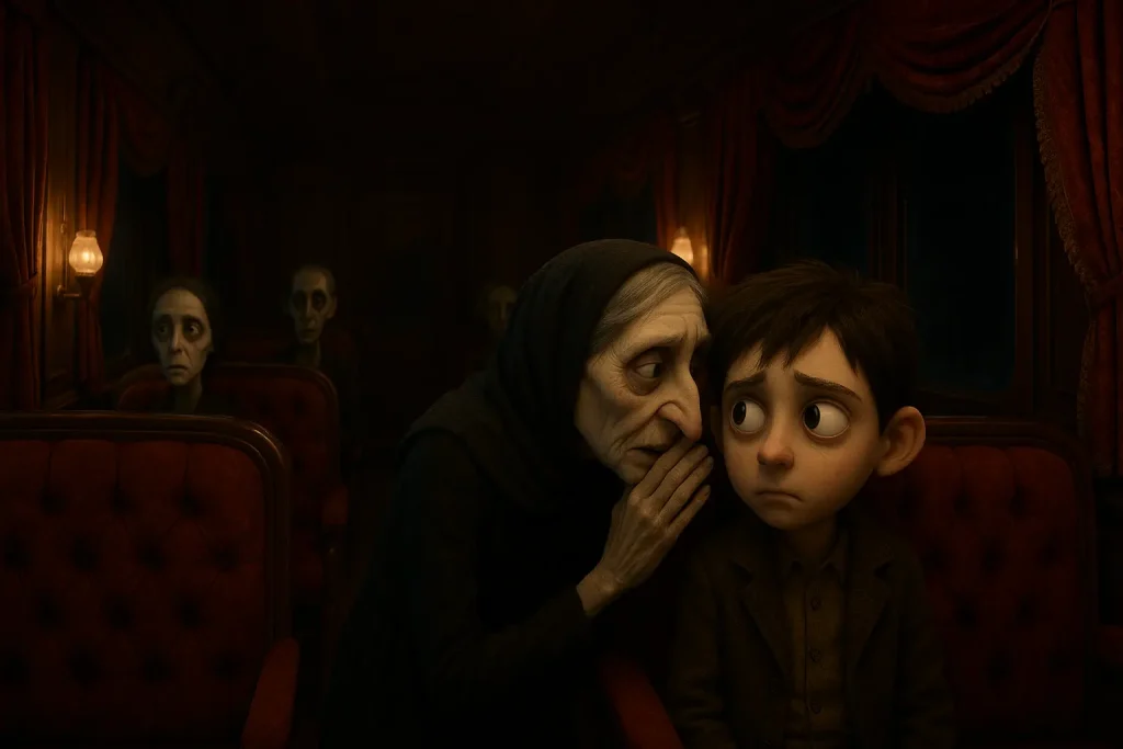 Yaşlı kadın, Arda’ya geceyarısı treninin tehlikeli kurallarını anlatıyor.