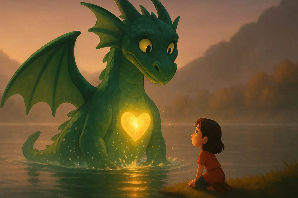 Ejderha, kalbindeki gölü Lira’ya gösterirken vadinin üzerine umut ışığı yayılır.